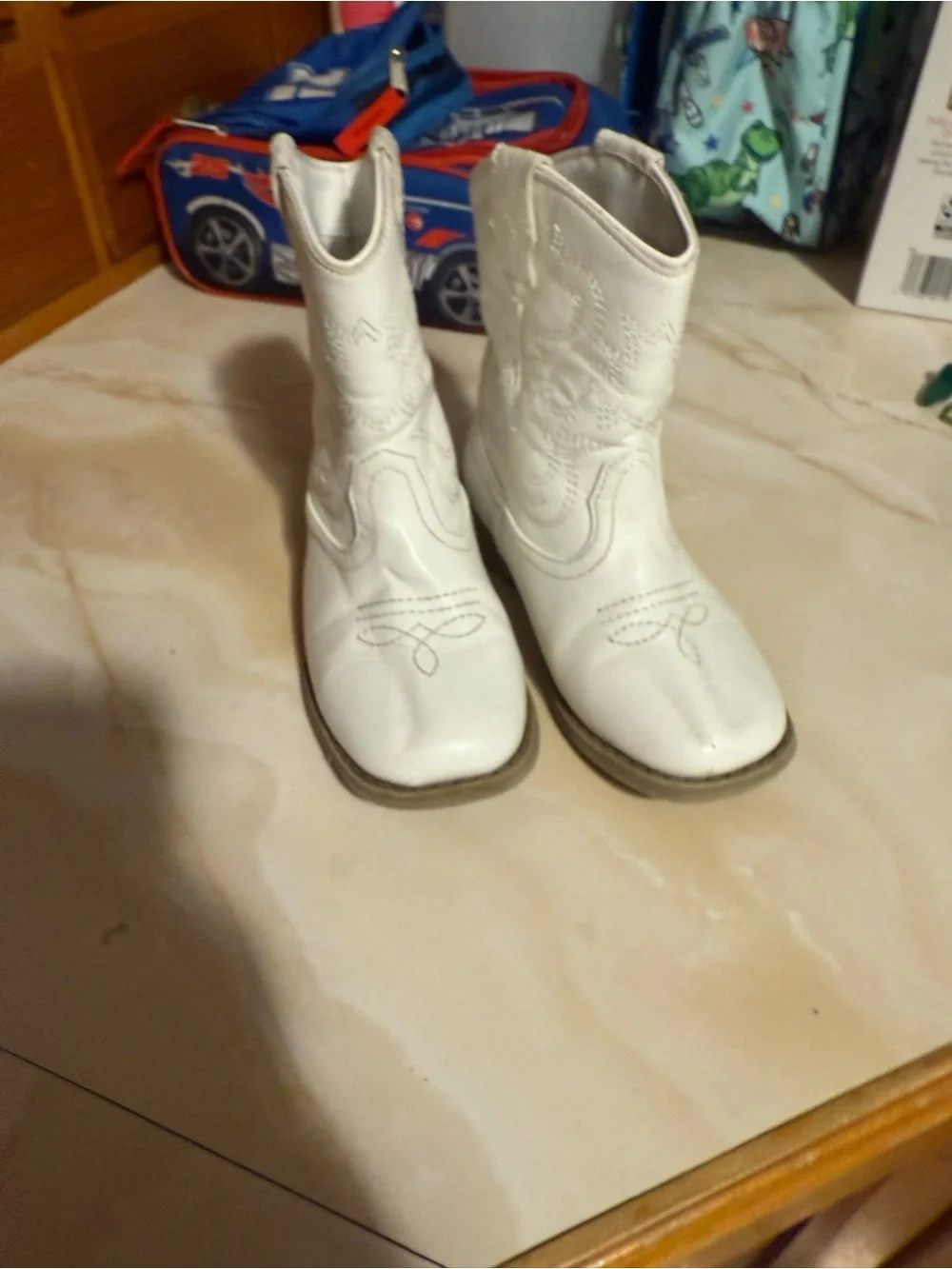 Kids White Western Cowboy Boots - Classic Stitch Detail